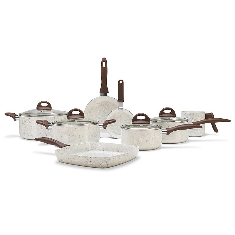 Jogo de Panelas Brinox Ceramic Life Smart Plus 8 Peças Vanilla