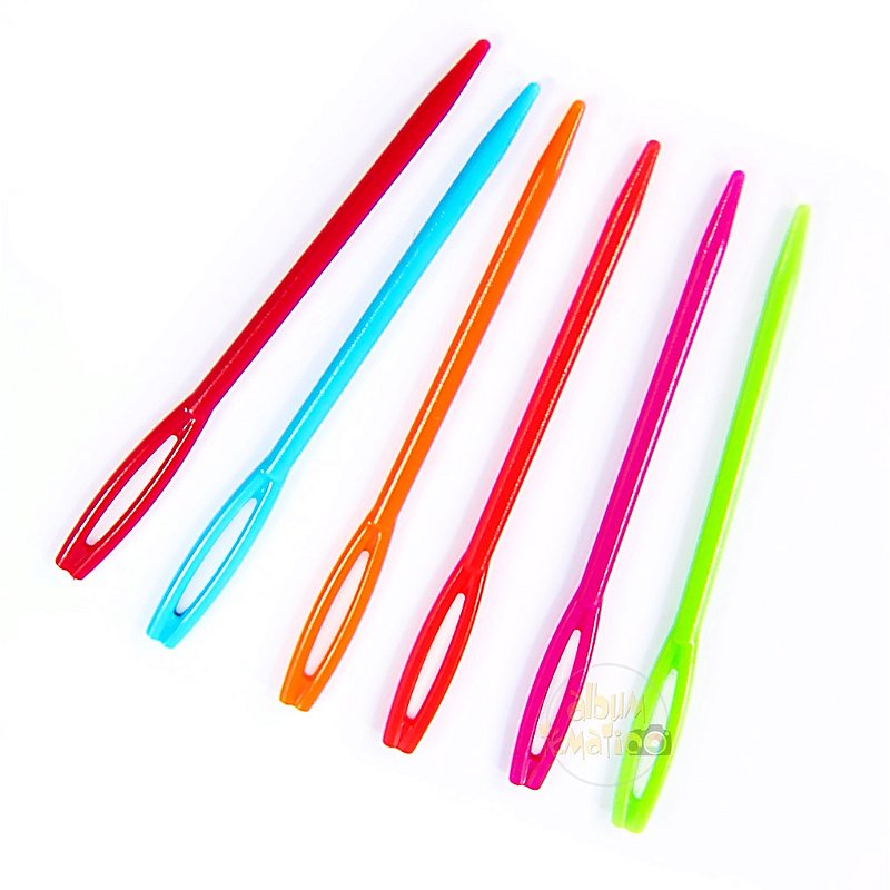 Agulha De Plástico 7 CM Colorida Ponta Reta Costura Tapeçaria