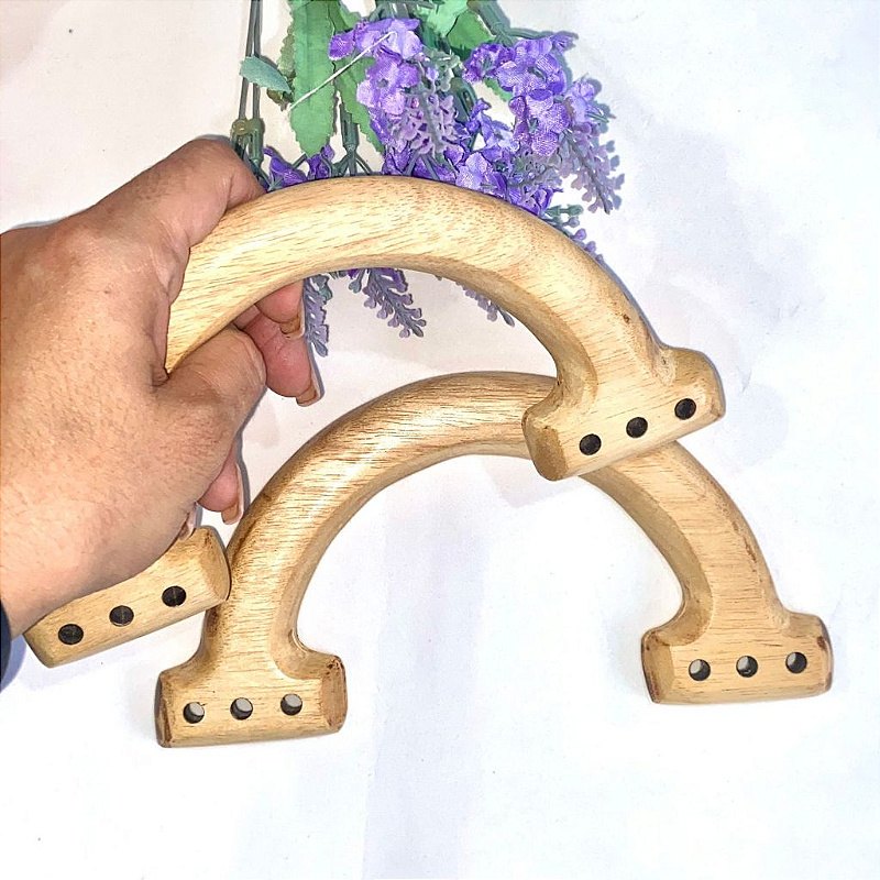 Par de Alças Para Bolsas Villato - Arco 3 Furos : Madeira Tauari