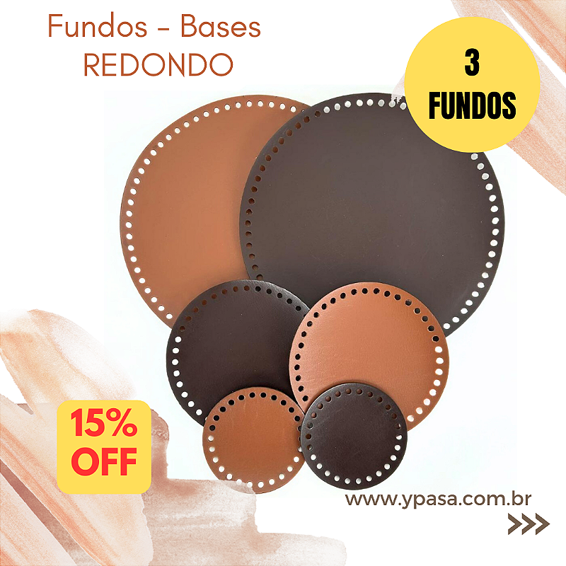 KIT 03 Fundos - Bases de Couro Sintético -  REDONDO vários tamanhos