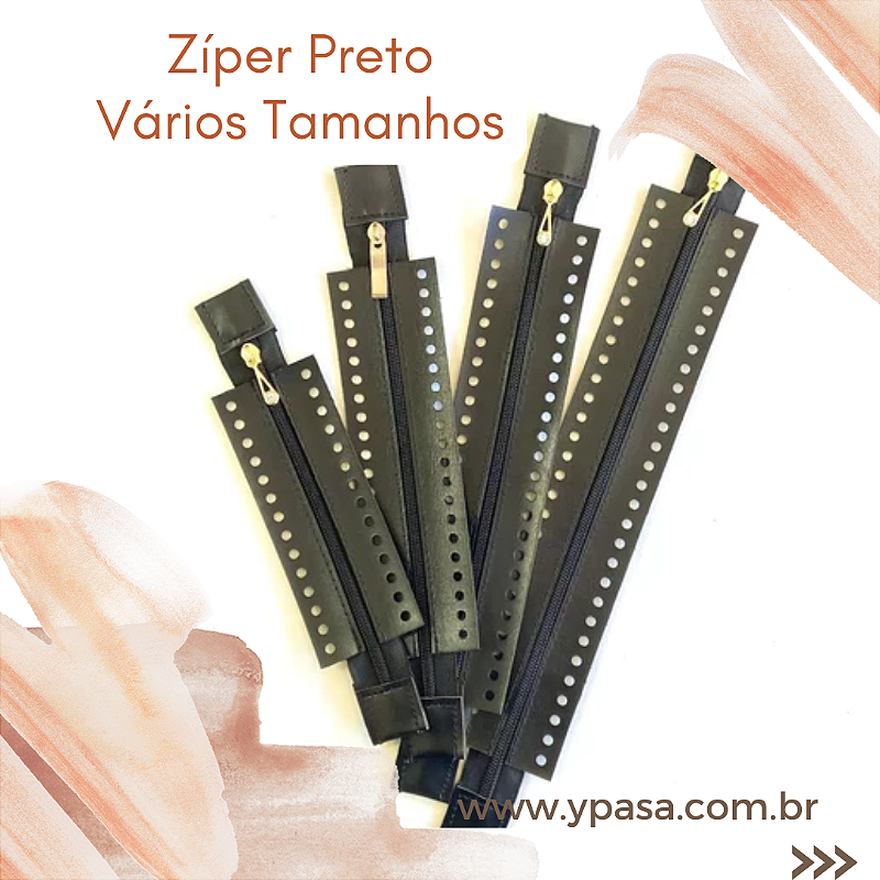 Zíper em couro -  PRETO