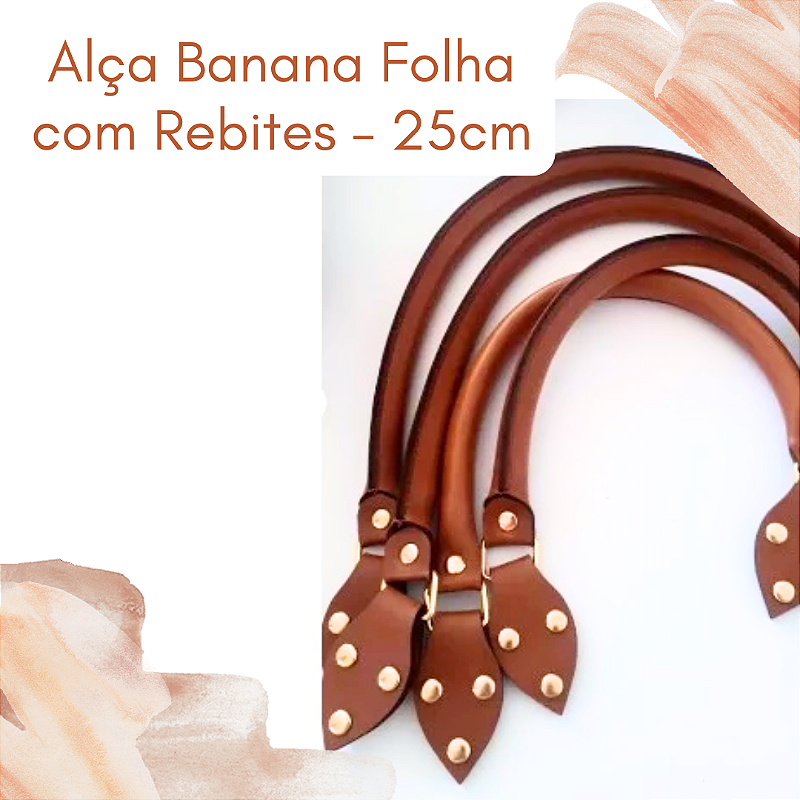 Par de Alça Banana Folha com Rebites (Alça de mão) – 25cm