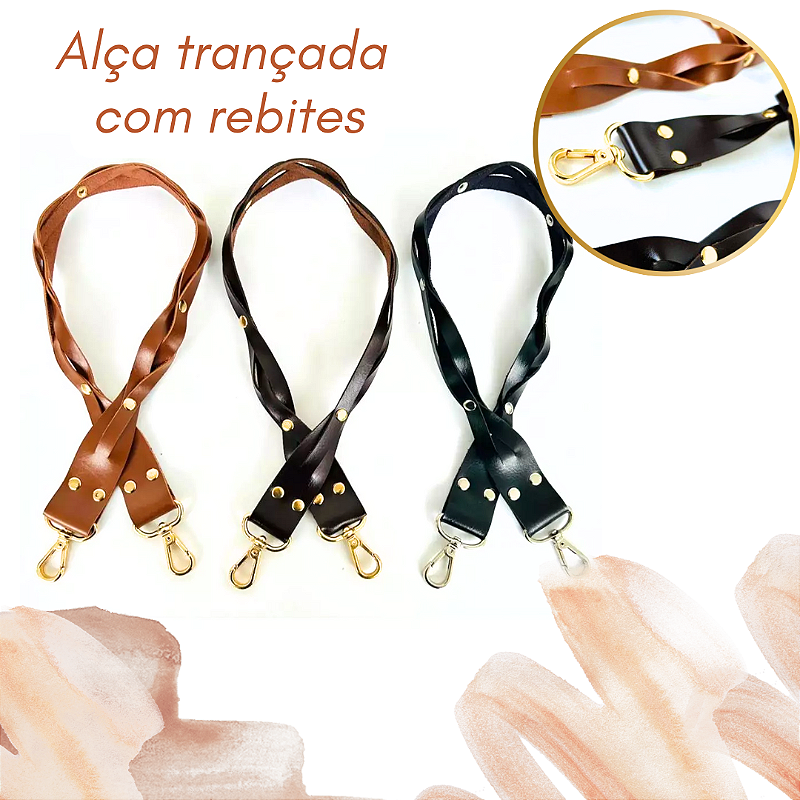 Alça Trançada Rebitada com Mosquetão Lagosta Premium