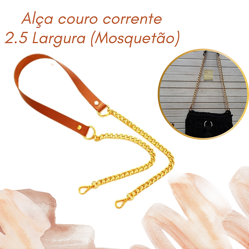 Alça couro corrente 2.5 CM Largura Mosquetao