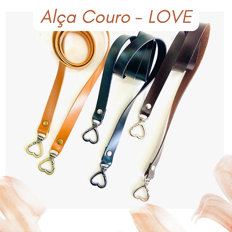 Alça Couro - LOVE (sem regulagem)
