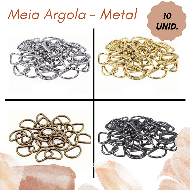 Meia Argola Metal - 10 unidades