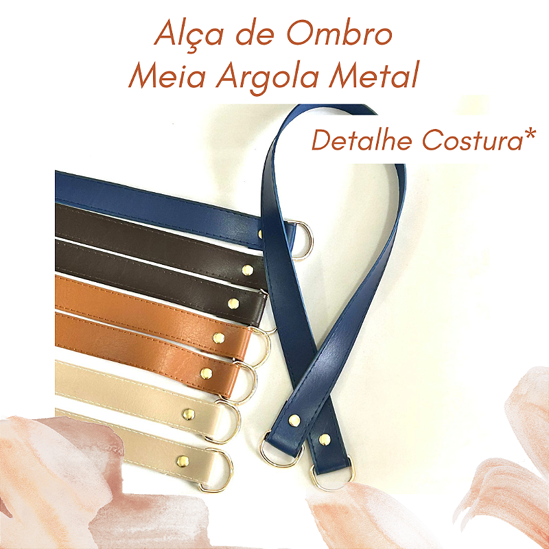 Par de Alça Ombro com Meia Argola Detalhe em Costura (2.0cm)