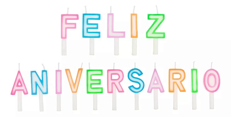 Vela Feliz Aniversário Palito Colorida - 16 unid - Pular e Brincar Artigos  Para Festas