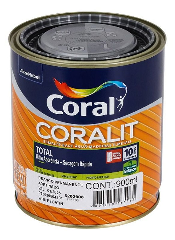 Tinta Coralit Esmalte 1/4 Base Água Acetinado Branco 900ml - Coral - Full  Varejo | Promoções imperdíveis e entrega rápida