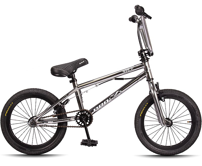 Bicicleta BMX Série 16 Aço Hi-Ten K7 kog 9 - Cromado - Pro-X Bikes
