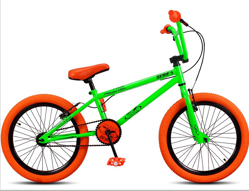 Bicicleta Pro-X BMX Aro 20 Série 5 - Verde Neon / Laranja Neon