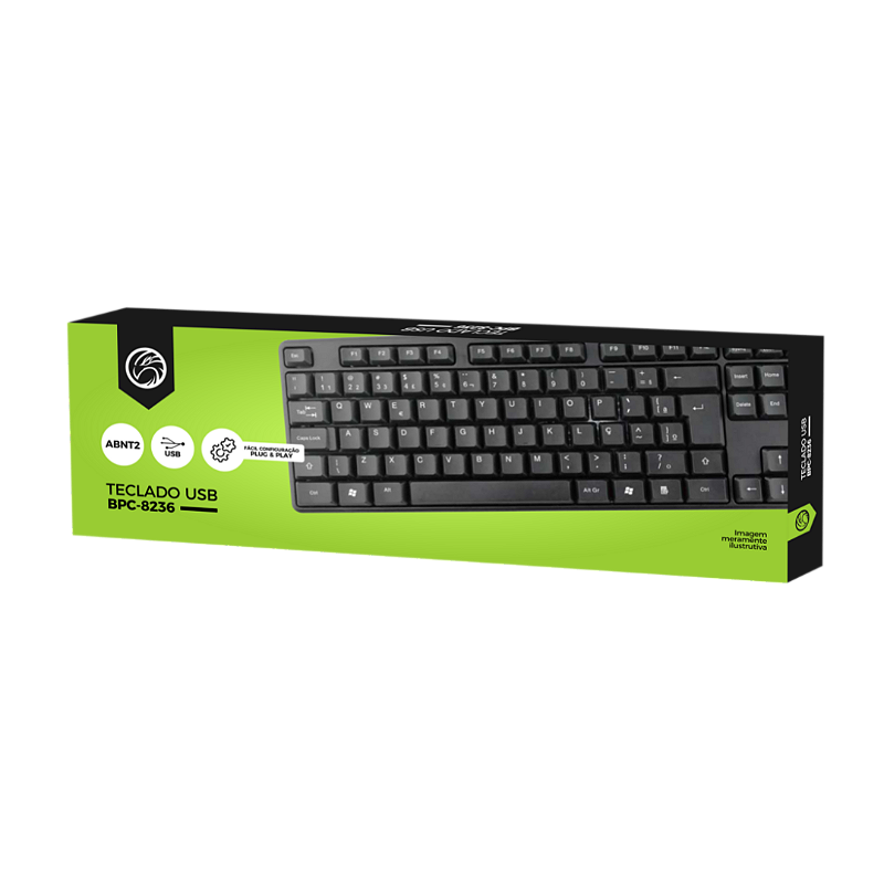 TECLADO USB BRAZILPC BPC-8236 COMUM PRETO 1.3M BOX I - GPJ