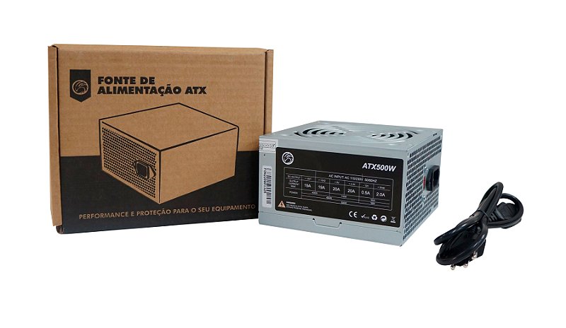 FONTE ATX 500W TRS/5350-M 24 PINOS COM CABO BOX - MONTADA NO BRASIL - GPJ