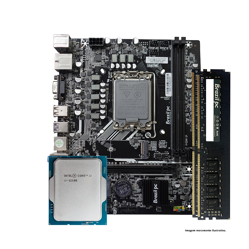 Kit Upgrade Intel Core i3-12100F, Placa-Mãe DDR5, Memória
