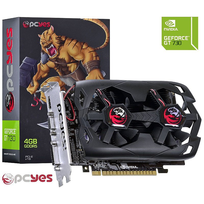 Placa De Video Geforce Gt 730 4gb Gddr5 128 Bits Pcyes Dualfan N73t4gd5128df Dm4 Informatica Computadores Gamers