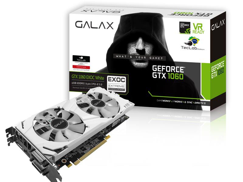 Placa de Vídeo Geforce GTX 1060 EX OC White 6GB - GDDR5 - 192 Bits GALAX -  60NRH7DVM3VW - DM4 INFORMÁTICA COMPUTADORES GAMERS