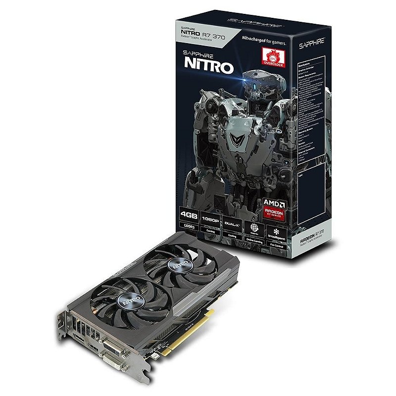 Placa de Vídeo ATI Radeon R7 370 OC - 4gb DDR5 - 256 Bits Saphire Nitro ...