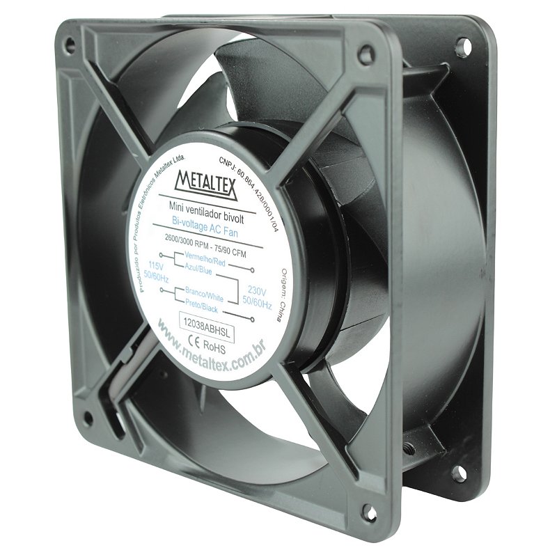 12038ABHSL | Ventilador Cooler 120x120x38mm -110/220v | Metaltex