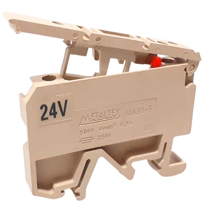 MAB1-F-24V | Conector Porta-fusível C/ Led 24v | Metaltex - LUZ