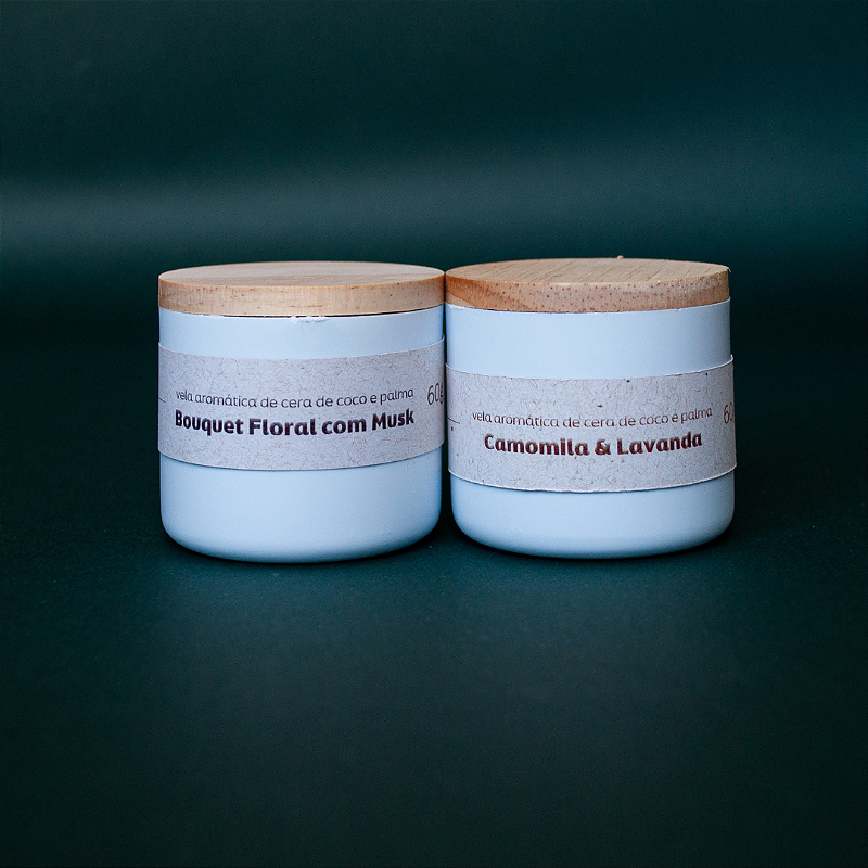 KIT 02 Velas Aromáticas 60g - Bouquet Floral & Camomila e Lavanda