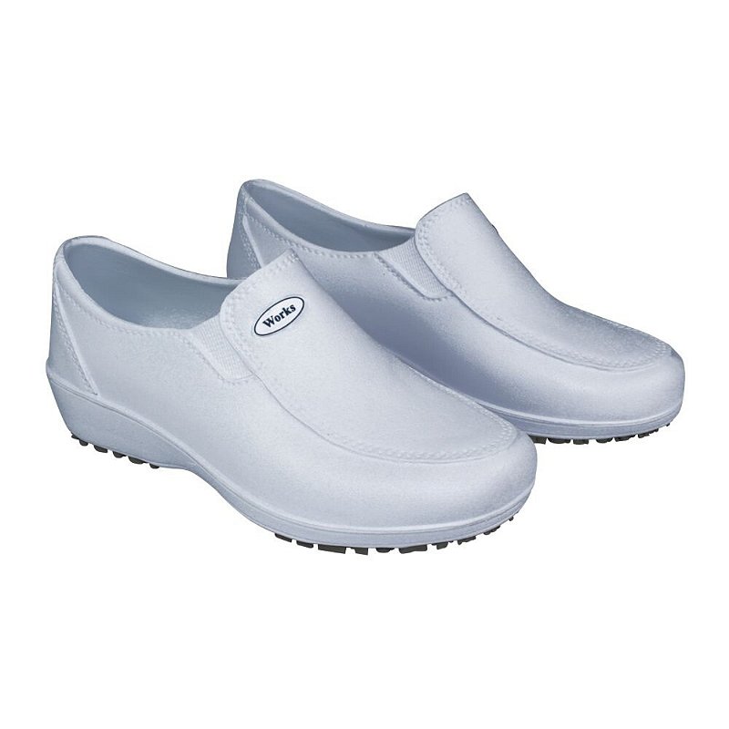 Sapato Feminino Antiderrapante Branco Lady Works Para Enfermeiras