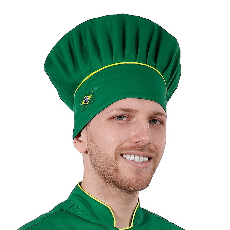 Chapéu Chef Cozinha Verde Brasil Profissional - Dr Chef - DR.CHEF