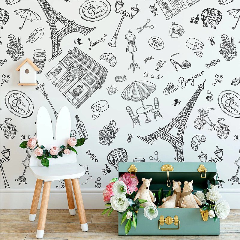 Papel de Parede Infantil Non-Woven Coisas de Paris Personalizado - BEM ...
