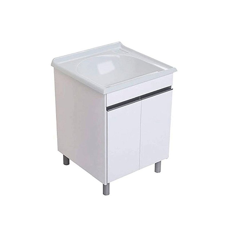 Armario Para Lavanderia Amelia 2 Portas Branco + Tanque Branco 61