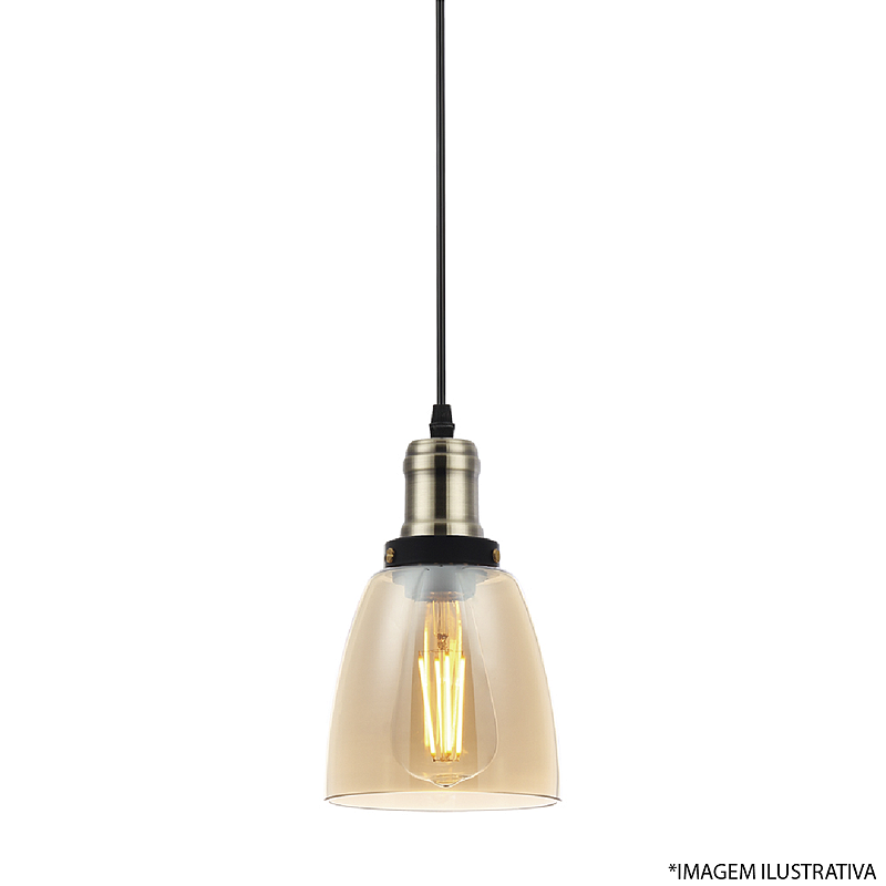 Pendente Vintage Vidro Ambar Retro 14 cm 1xE27 - Brama Casa Pendente Vintage Vidro Ambar Retro 14 cm 1xE27 - Brama Casa