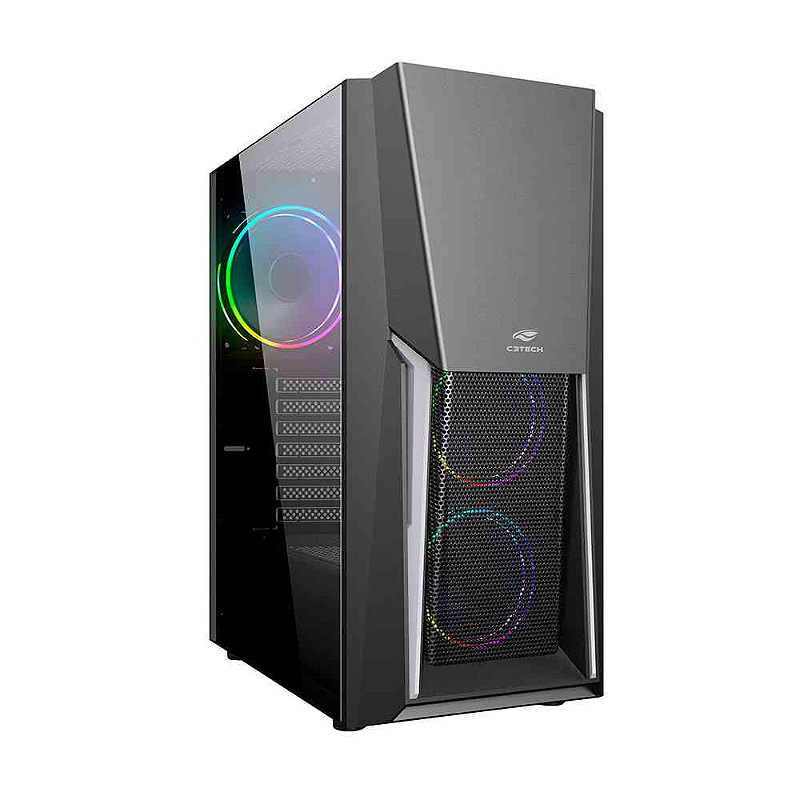 Gabinete Gamer C3tech Mt-g670sbk Preto Com Fans S  Fonte - Processtec 