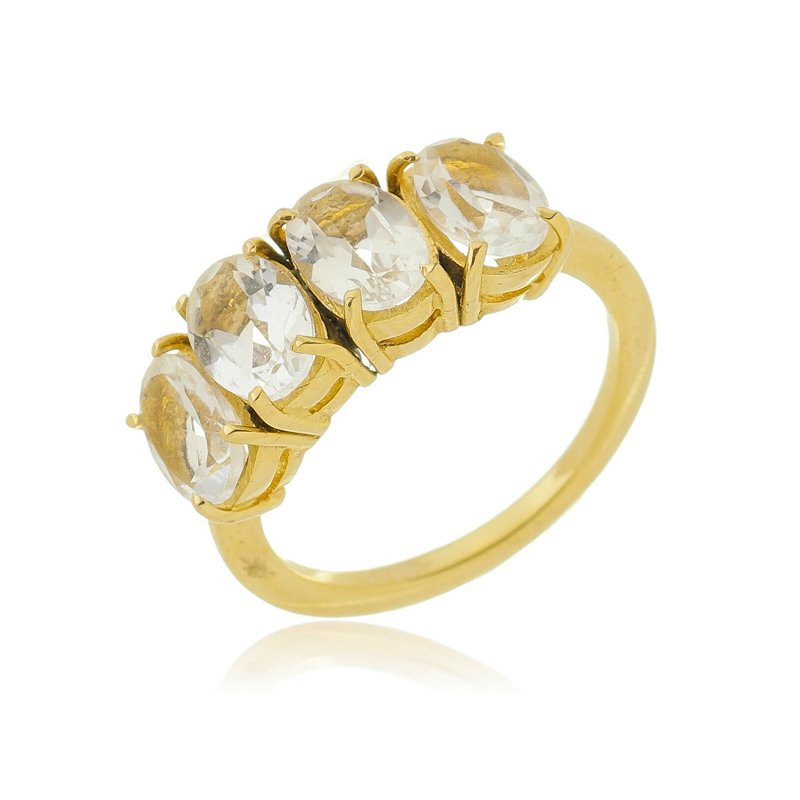 ANEL MEIA ALIANÇA TOPAZIO BRANCO