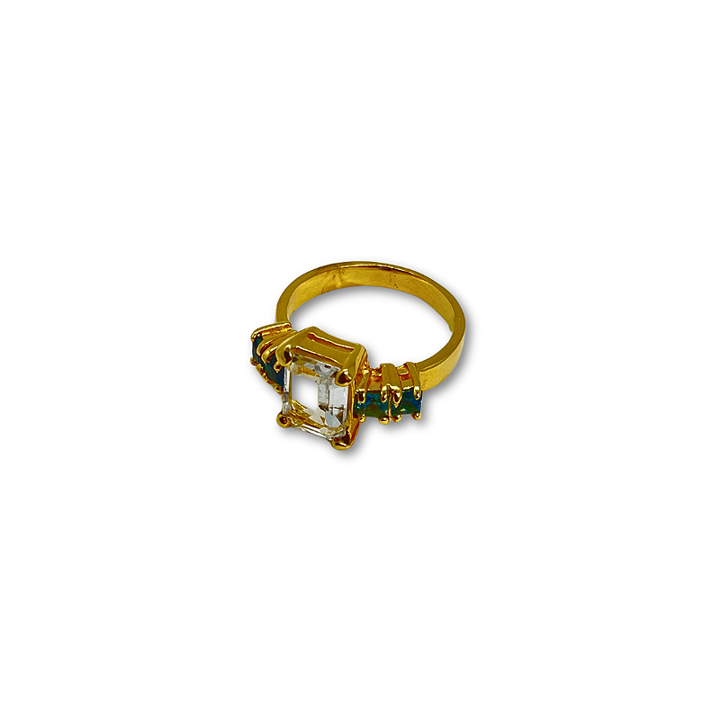 ANEL BAGUETE PRAZIOLITA E TURMALINA VERDE