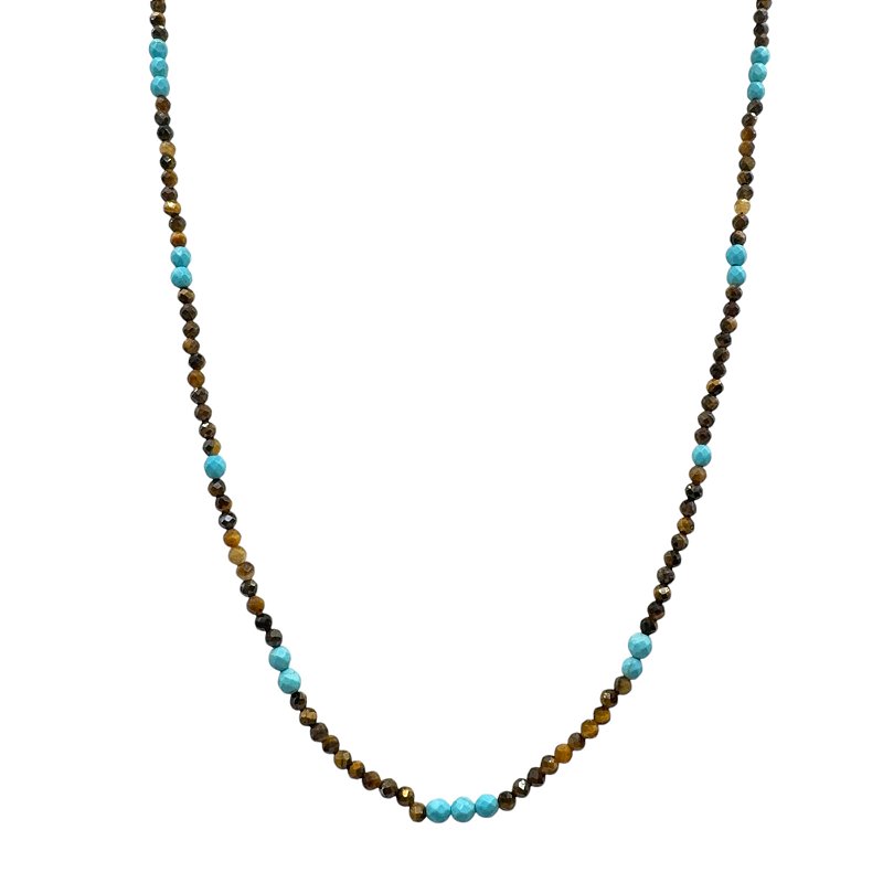 COLAR OLHO DE TIGRE E TURQUESA