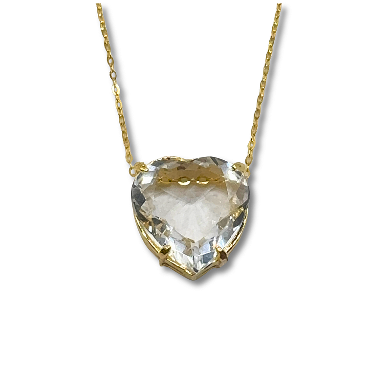 COLAR CORAÇÃO CRISTAL DE ROCHA