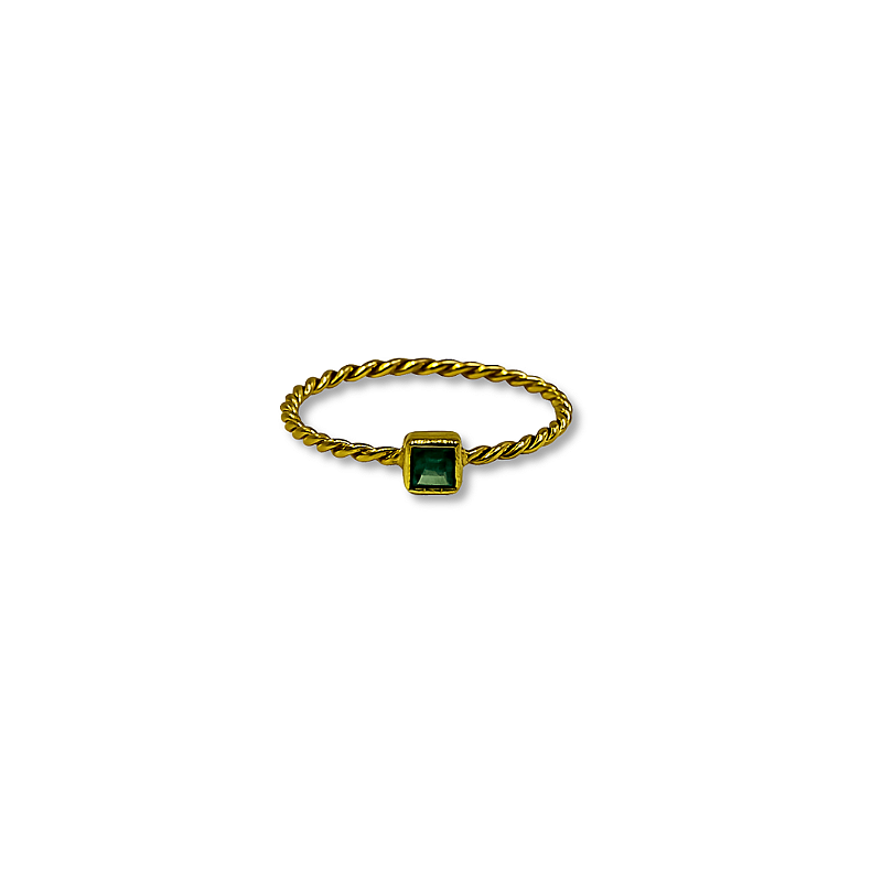 ANEL MINIMAL ESMERALDA EM OURO 18K