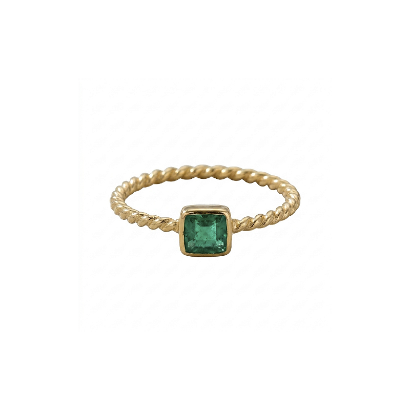 ANEL MINIMAL ESMERALDA EM OURO 18K