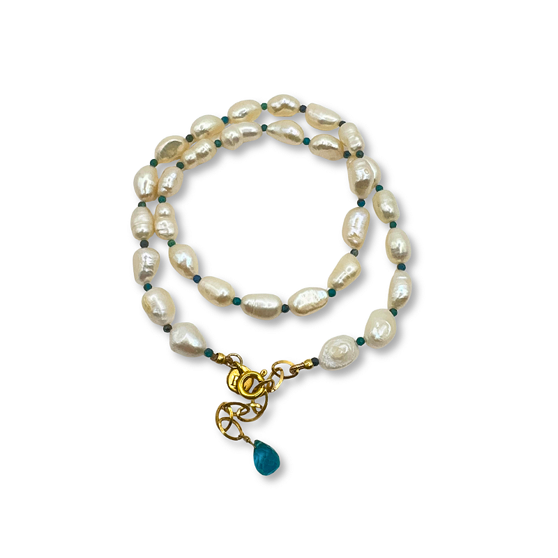 COLAR PÉROLA COM TURQUESA