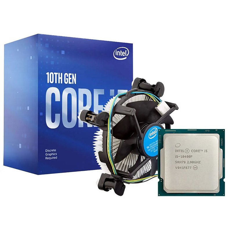 CPU Intel 10th Gen Core i5-10400F CPU Processador Intel Core i5-10400F 10ª Geração, 6 Núcleos e 12