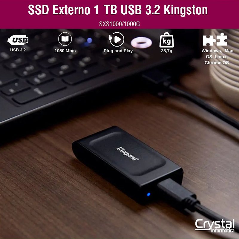 ステックSSD SSD Externo Kingston 1TB - Ultra Velocidade USB 3.2 | Compre Agora
