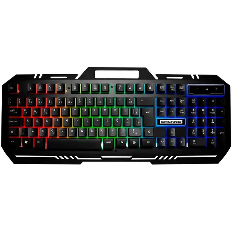 Teclado Gamer K-mex KM-M712 ABNT2 LED Base Metal 107 Teclas