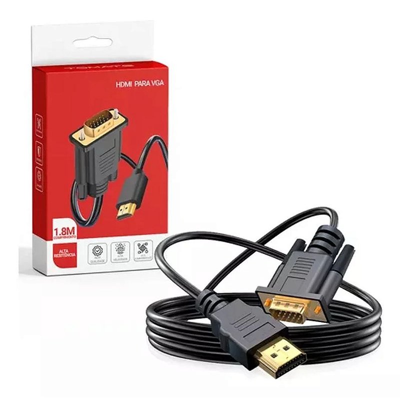 Conversor HDMI VGA Tomate MCB-039 | 1080p 3m - Crystal Informática