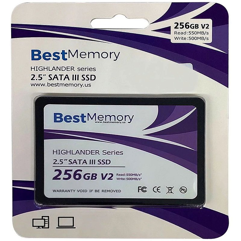 SSD 256GB SATA 3 Best Memory BTSDA-256G-550 Upgrade PC - Crystal