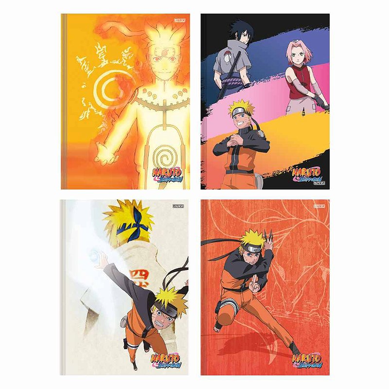 3 Cadernos Brochurão 80 Fls + Desenho + Cad Pequeno Naruto