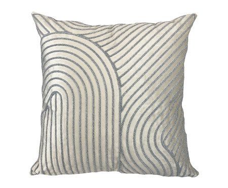 ALMOFADA VELUDO COM APLICAÇÃO EM KILIM CINZA