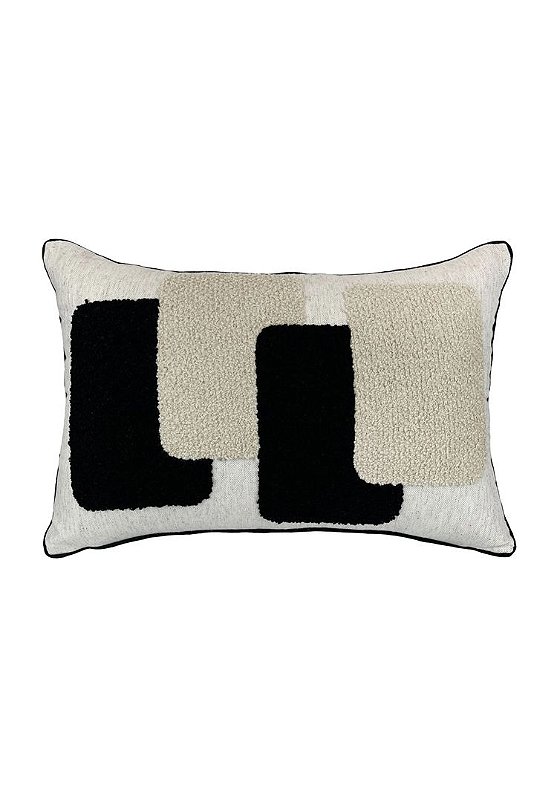 ALMOFADA LINHO 35x52 C/ BORDADO BOUCLE PRETO