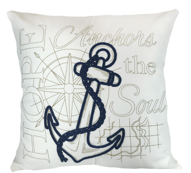 Almofada Rústica Branco Âncora Azul Marinho 52x52