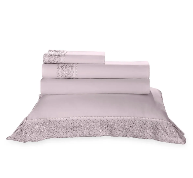 Jogo de Cama 200 Fios c/ Bordado Bege