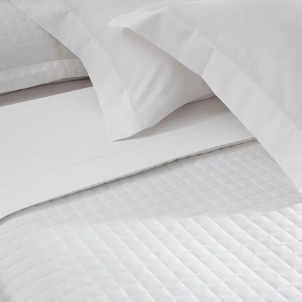 Jogo de Cama Cetim 300 fios Algodão Penteado Ponto Ajour Branco 4 Peças