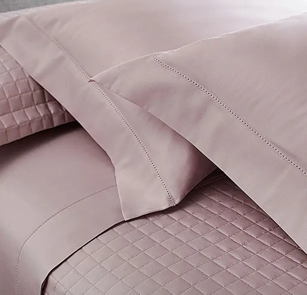 Jogo de Cama Cetim 300 fios Algodão Penteado Ponto Ajour Rosa 4 Peças