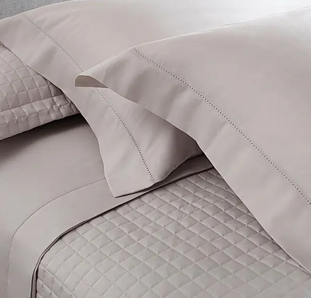 Jogo de Cama Cetim 300 fios Algodão Penteado Ponto Ajour Bege 4 Peças